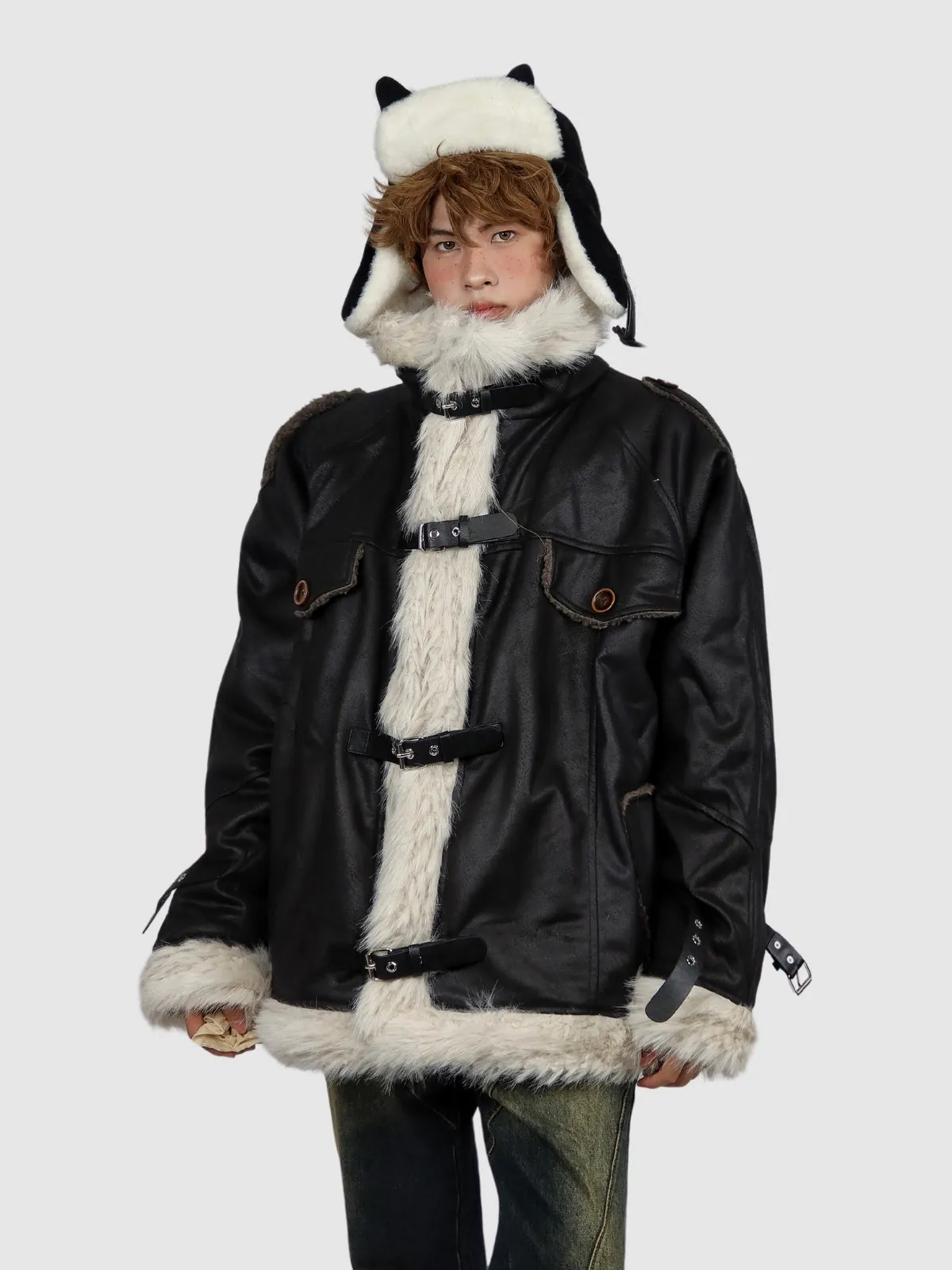 WLS Retro One-Piece Wool Winter Fur Lamp Coat