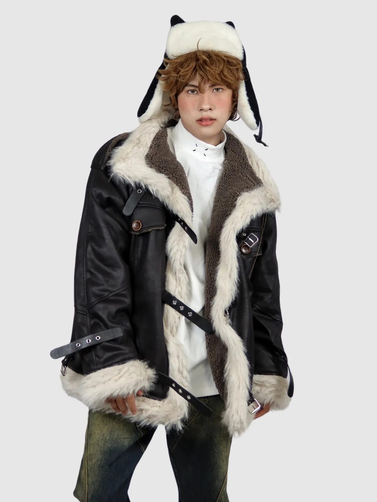 WLS Retro One-Piece Wool Winter Fur Lamp Coat