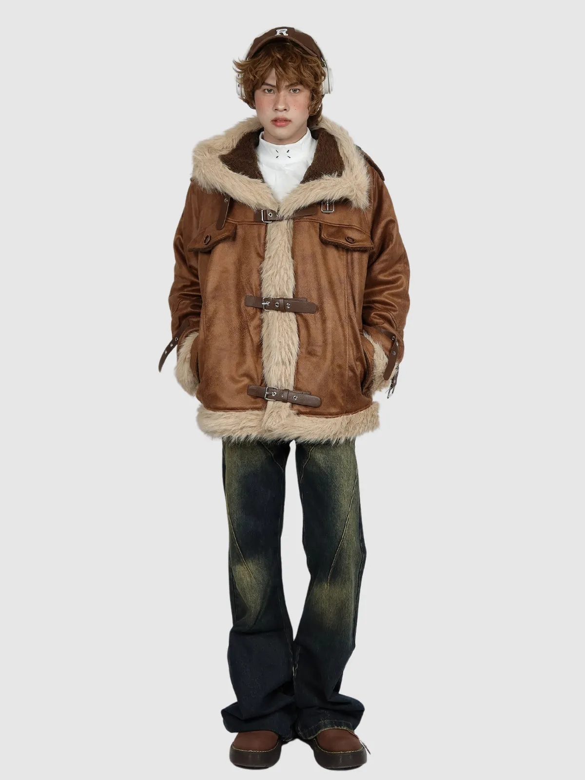 WLS Retro One-Piece Wool Winter Fur Lamp Coat