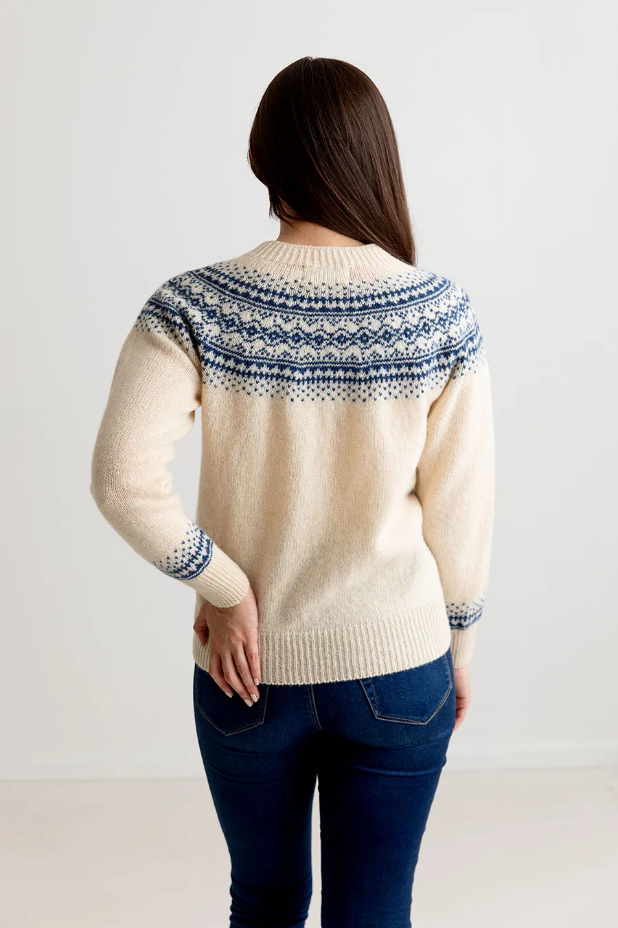 Womens Aviemore Yoke Fair Isle Jumper - cream