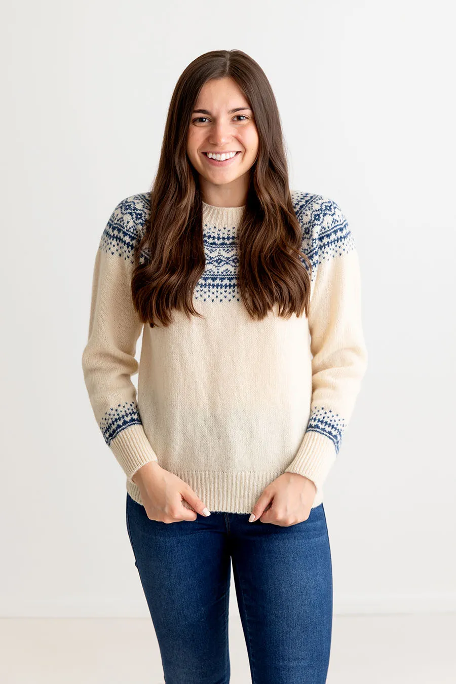 Womens Aviemore Yoke Fair Isle Jumper - cream