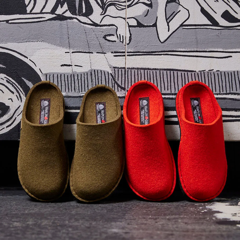 Wool Felt Slippers - Flair Soft - Olive (Adults 36-42)