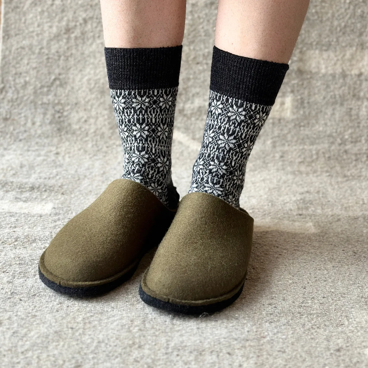 Wool Felt Slippers - Flair Soft - Olive (Adults 36-42)