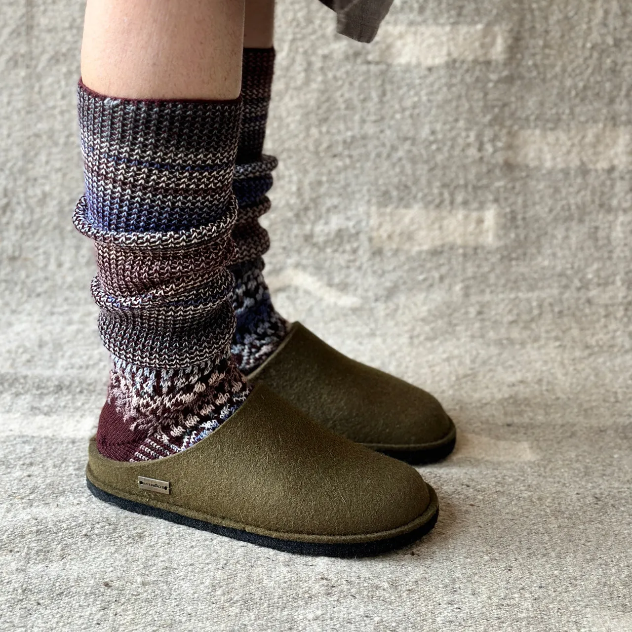 Wool Felt Slippers - Flair Soft - Olive (Adults 36-42)