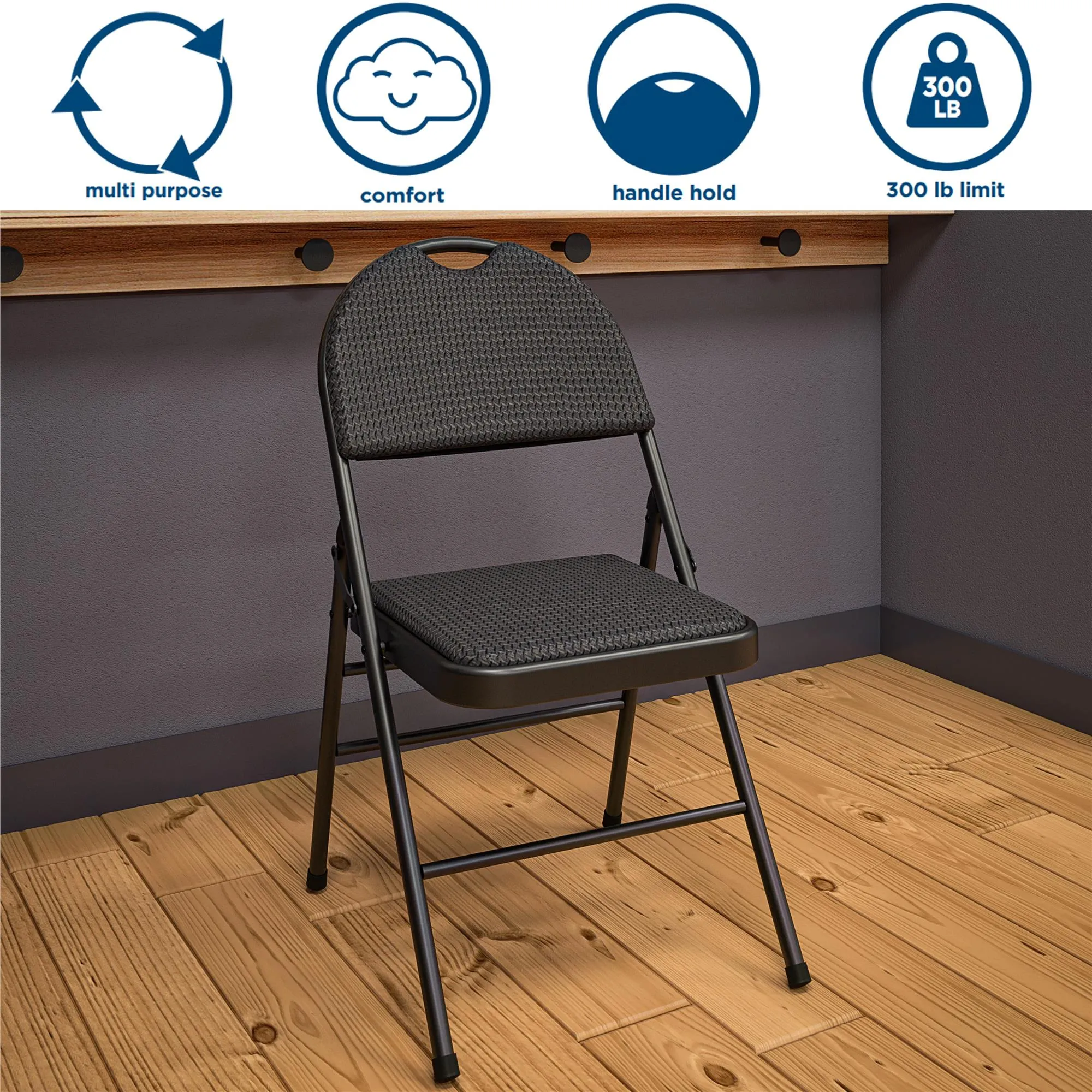 XL Comfort Fabric Padded Folding Chair