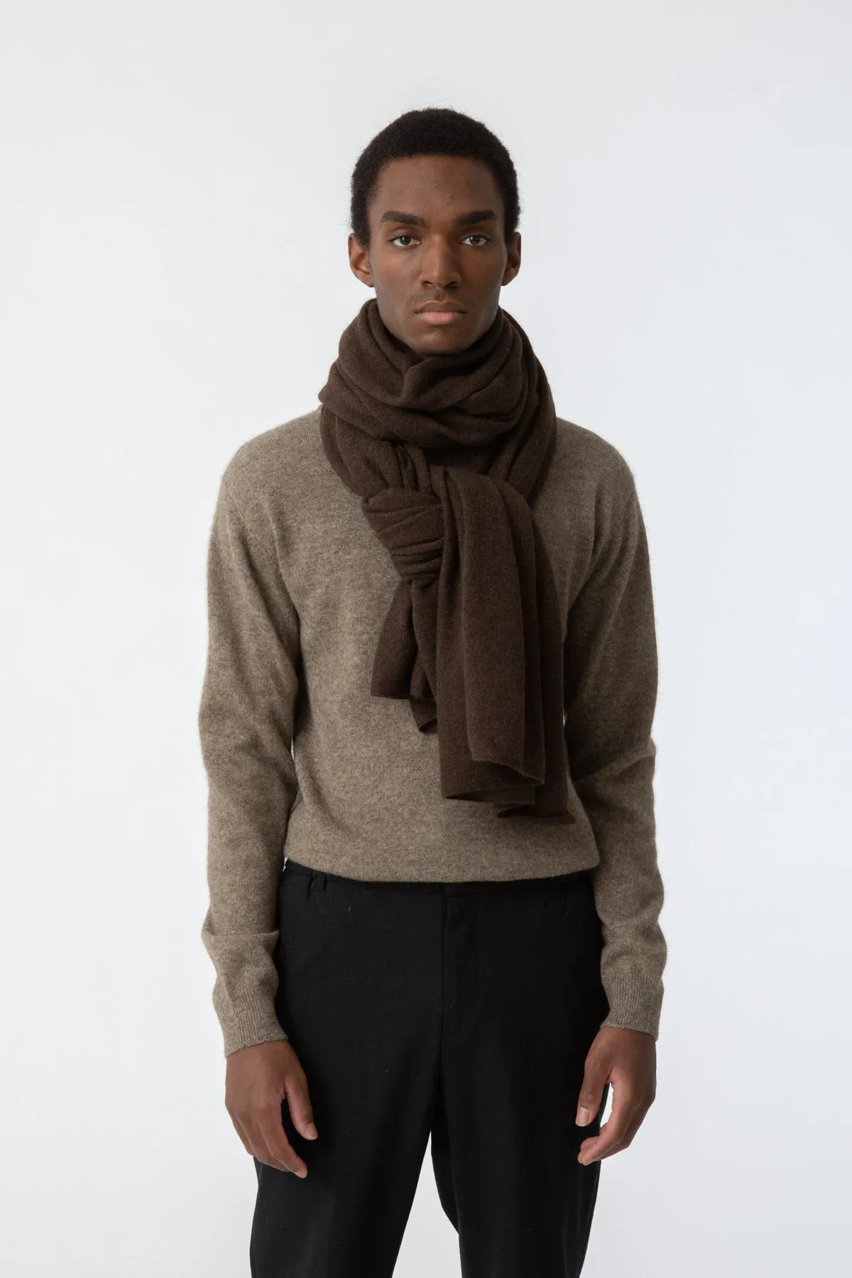 Yak Wool Scarf in Dark Brown